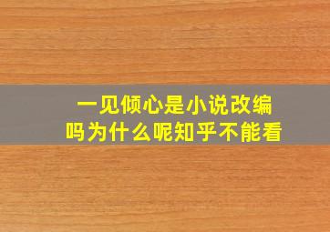 一见倾心是小说改编吗为什么呢知乎不能看