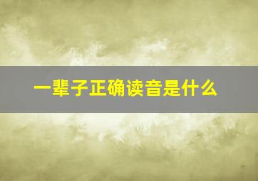 一辈子正确读音是什么