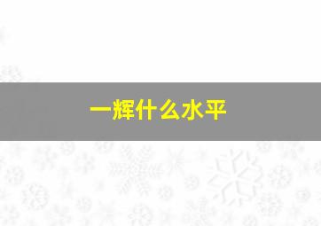 一辉什么水平