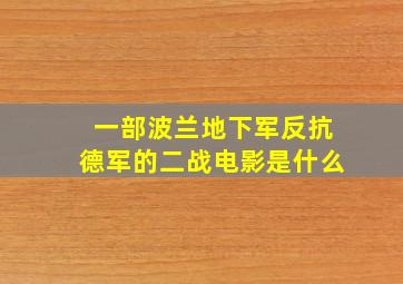 一部波兰地下军反抗德军的二战电影是什么