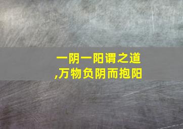 一阴一阳谓之道,万物负阴而抱阳