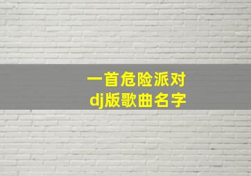 一首危险派对dj版歌曲名字