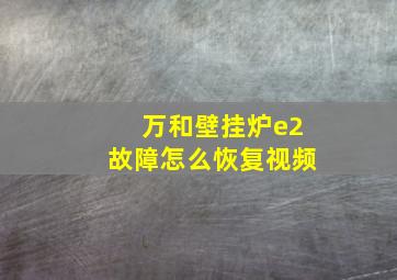 万和壁挂炉e2故障怎么恢复视频