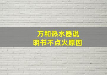 万和热水器说明书不点火原因