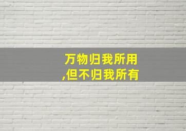 万物归我所用,但不归我所有