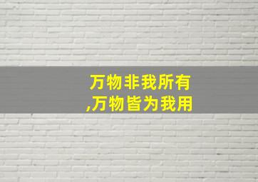 万物非我所有,万物皆为我用