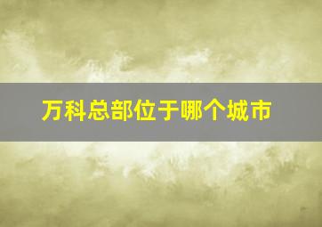 万科总部位于哪个城市