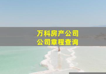 万科房产公司公司章程查询