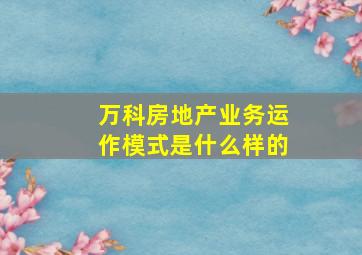 万科房地产业务运作模式是什么样的