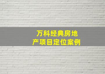 万科经典房地产项目定位案例