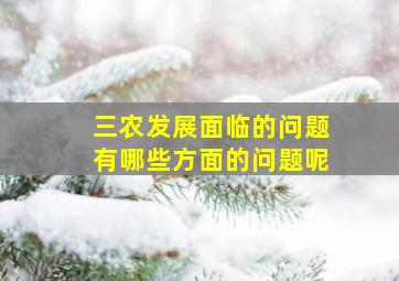 三农发展面临的问题有哪些方面的问题呢