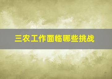 三农工作面临哪些挑战