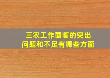 三农工作面临的突出问题和不足有哪些方面