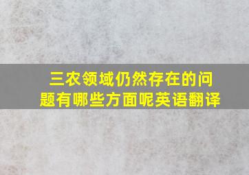 三农领域仍然存在的问题有哪些方面呢英语翻译