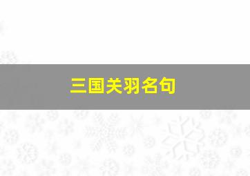 三国关羽名句