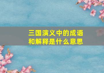 三国演义中的成语和解释是什么意思