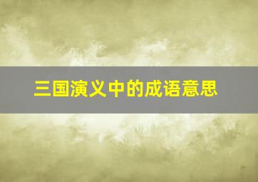 三国演义中的成语意思