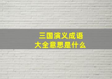 三国演义成语大全意思是什么