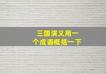 三国演义用一个成语概括一下