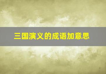 三国演义的成语加意思