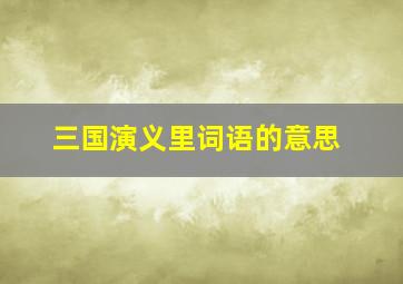 三国演义里词语的意思