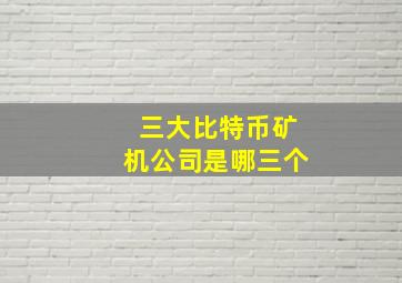 三大比特币矿机公司是哪三个