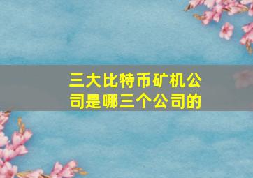 三大比特币矿机公司是哪三个公司的