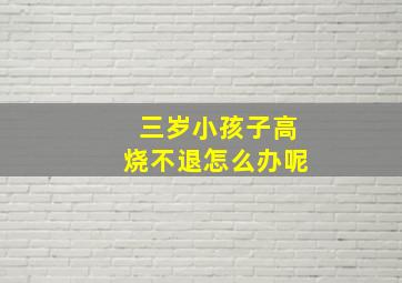 三岁小孩子高烧不退怎么办呢