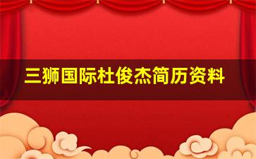 三狮国际杜俊杰简历资料