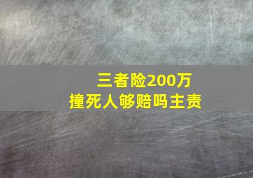 三者险200万撞死人够赔吗主责