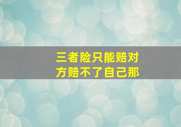 三者险只能赔对方赔不了自己那