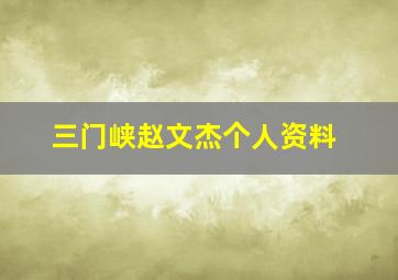 三门峡赵文杰个人资料