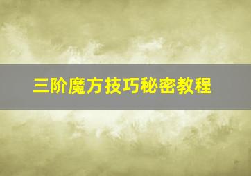 三阶魔方技巧秘密教程