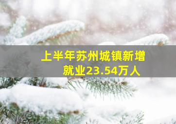 上半年苏州城镇新增就业23.54万人