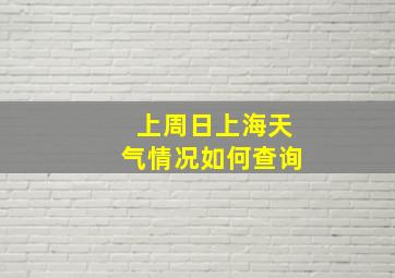 上周日上海天气情况如何查询