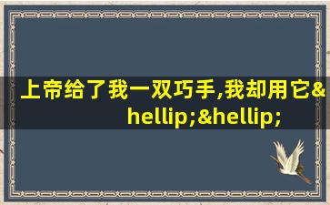 上帝给了我一双巧手,我却用它……