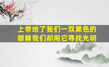 上帝给了我们一双黑色的眼睛我们却用它寻找光明