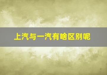 上汽与一汽有啥区别呢