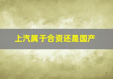 上汽属于合资还是国产