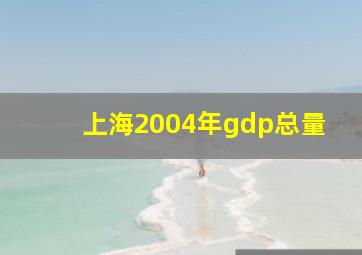 上海2004年gdp总量