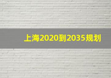 上海2020到2035规划