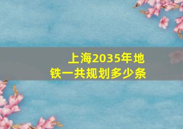 上海2035年地铁一共规划多少条