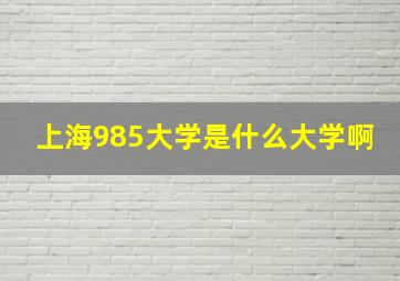 上海985大学是什么大学啊