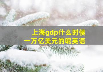 上海gdp什么时候一万亿美元的呢英语