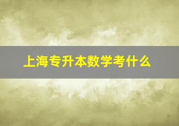 上海专升本数学考什么