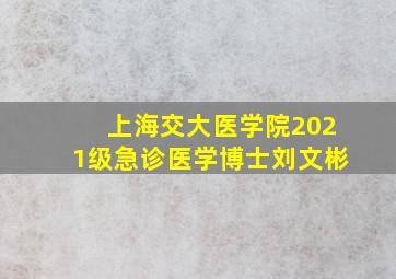 上海交大医学院2021级急诊医学博士刘文彬