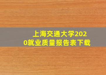 上海交通大学2020就业质量报告表下载