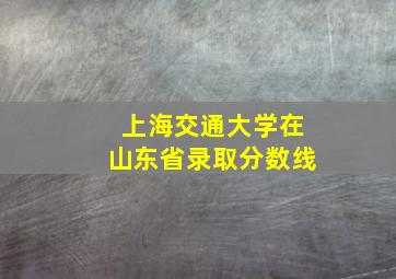 上海交通大学在山东省录取分数线