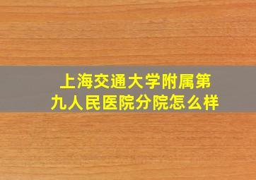 上海交通大学附属第九人民医院分院怎么样