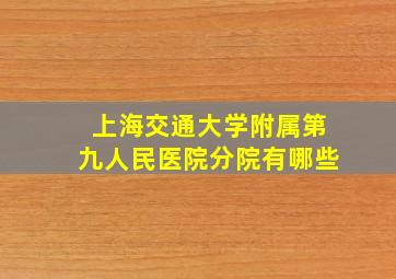 上海交通大学附属第九人民医院分院有哪些